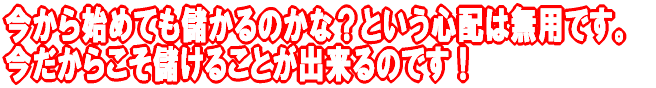 今から始めても儲かるのかな?という心配は無用です。 今だからこそ儲けることが出来るのです!